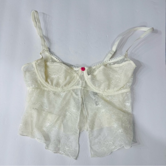 Out From Under Sheer Lace Cropped Babydoll Cami Size Small - Picture 5 of 9